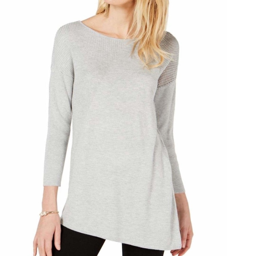 INC Women’s Plus ASY Polyester Pullover Sweater Gray, medium